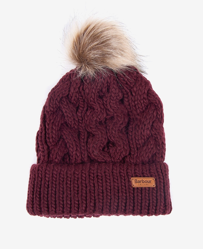 Barbour Beanie Penshaw Cable Women's Hats Purple | ZCSF-14785