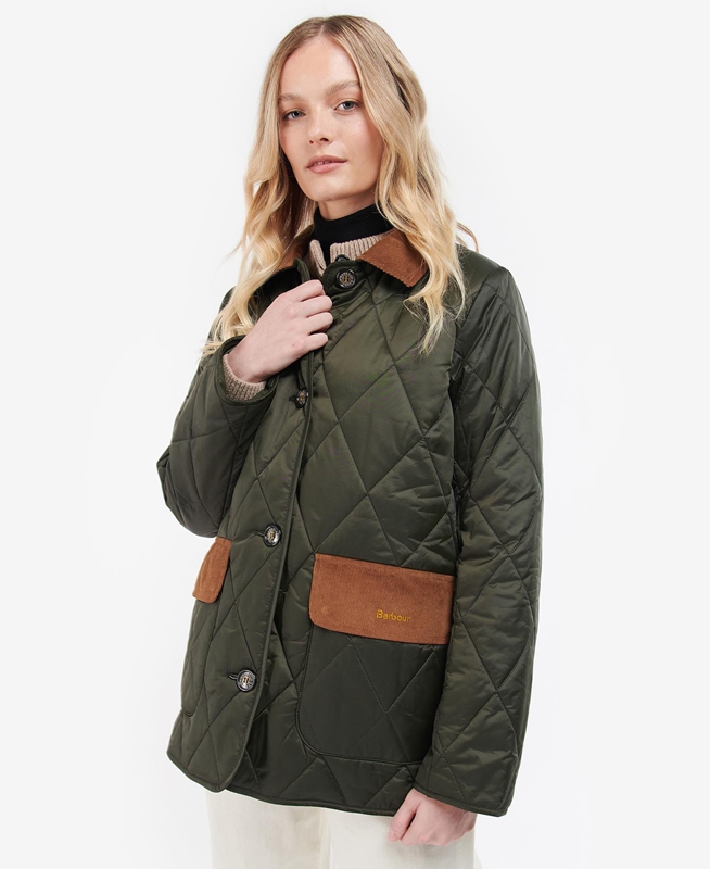 Barbour Bragar Women's Quilted Jackets Olive | CDNF-64723