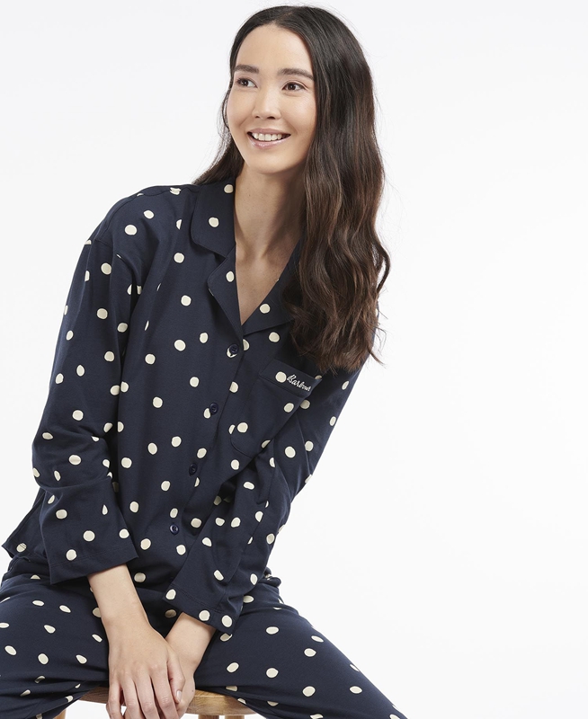 Barbour Dotty PJ Set Women's Nightwear Navy | YVZA-09156