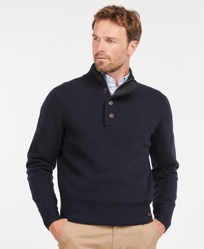 Barbour Essential Patch Half Zip Men's Sweaters Navy | XYWZ-37928