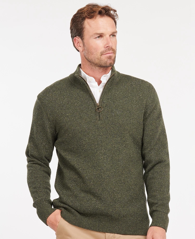 Barbour Essential Tisbury Half Zip Men's Sweaters Olive | AEJK-18579