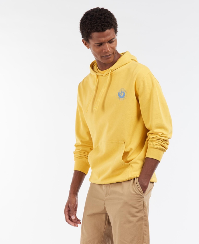 Barbour Explorer Hoodie Men's Sweatshirts Yellow | TRYW-75098