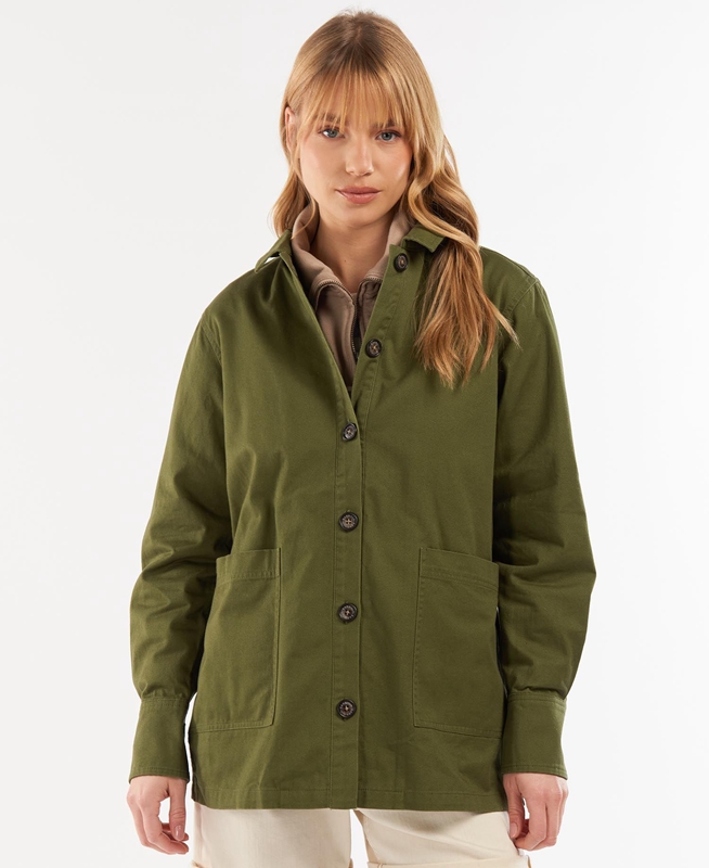 Barbour Explorer Marley Overshirt Women's Shirts Olive | GKIT-16935