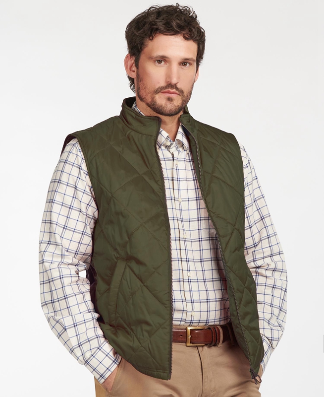 Barbour Finn Men's Vest Green | OMZH-75142