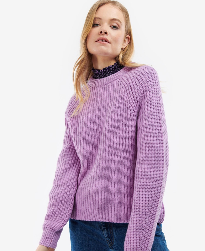 Barbour Hartley Knit Women's Sweaters Purple | VTXE-95413