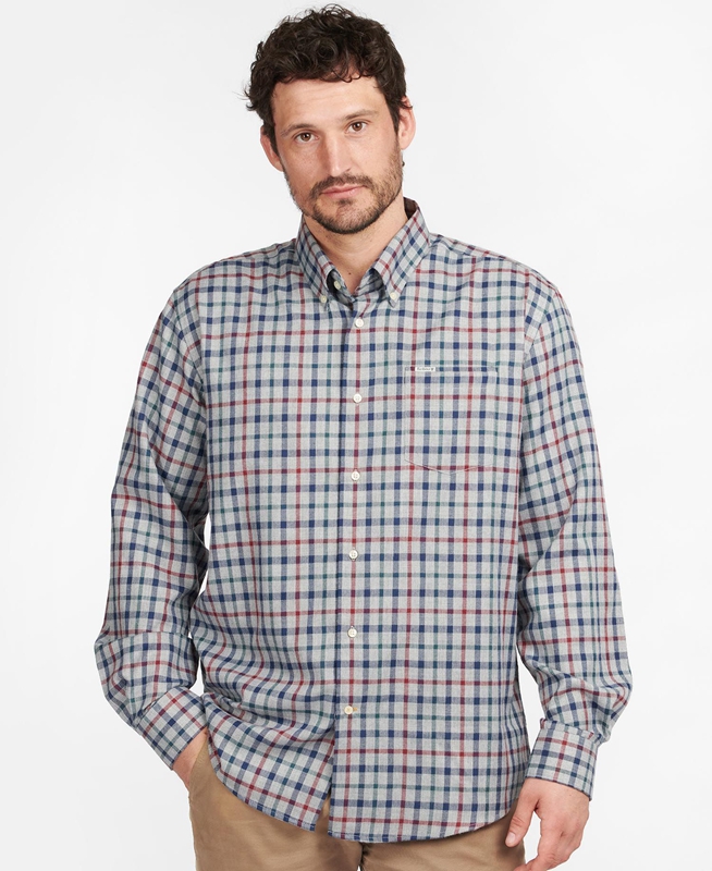 Barbour Hemd Coll Thermo Men's Shirts Grey | MZWY-72601