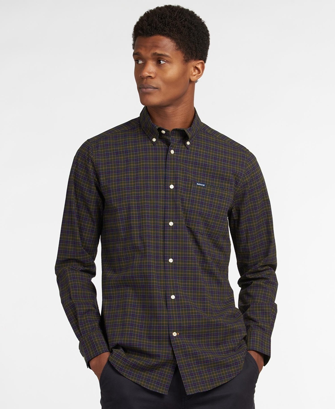 Barbour Hemd Lomond Tailored Men's Shirts Olive | XGNK-46091