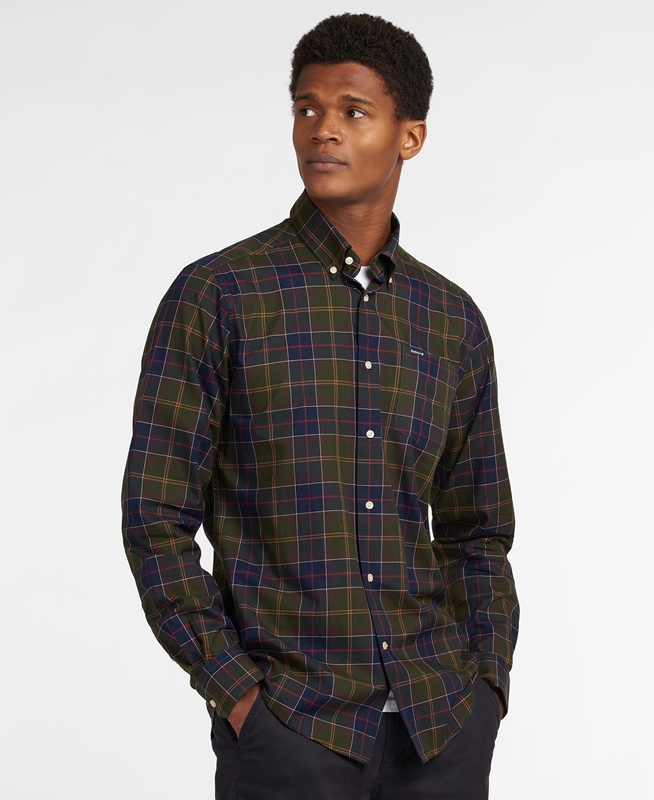 Barbour Hemd Wetheram Tailored Men's Shirts Olive | WMER-51834