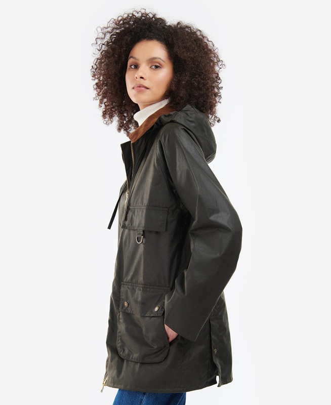 Barbour Highclere Women's Waxed Jackets Olive | BGIU-51704