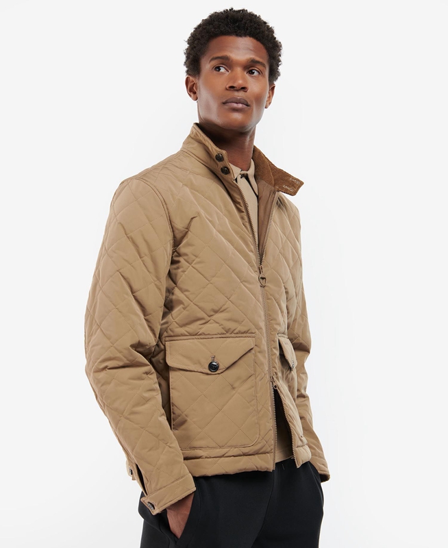 Barbour Hitchen Men's Quilted Jackets Beige | ZDJY-02598