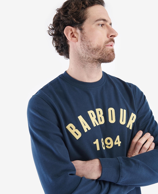 Barbour John Crew Men's Sweatshirts Navy | STQY-94137