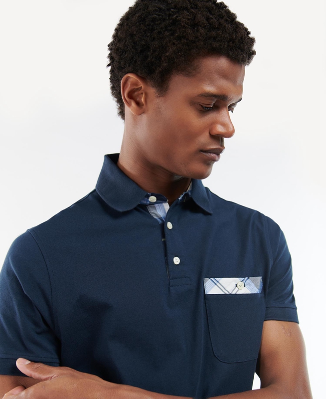 Barbour Lirst Men's Polo shirts Navy | FDAM-16507