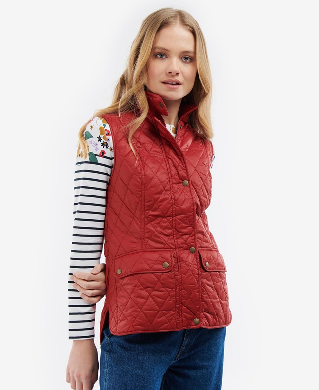 Barbour Otterburn Women's Vest Red | WULP-38942