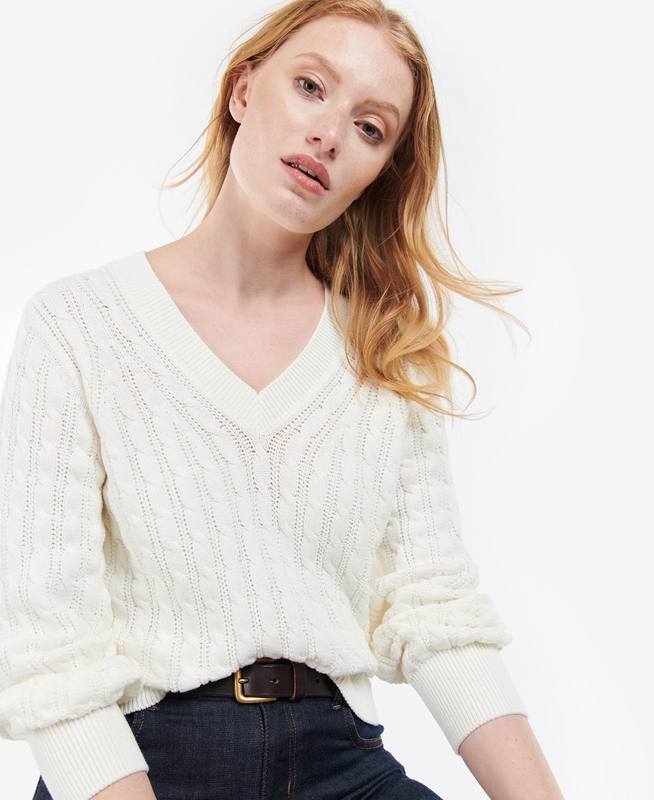 Barbour Primrose Knit Women's Sweaters White | IPRH-91758