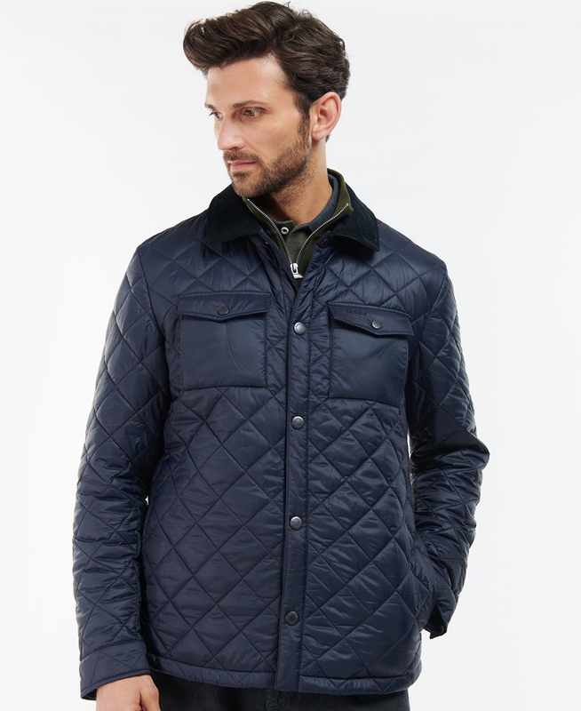 Barbour Shirt Men's Quilted Jackets Navy | CERG-73508