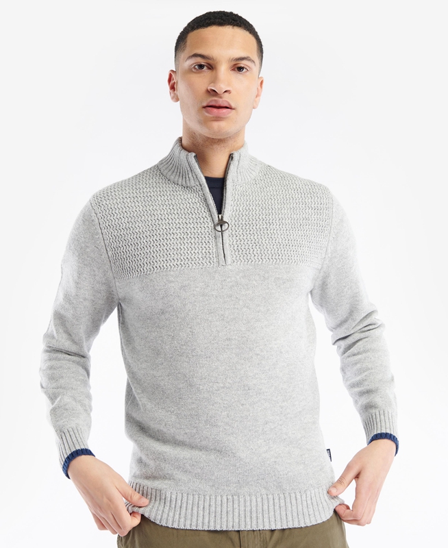 Barbour Shoal Half Zip Men's Sweaters Grey | BKQN-18076