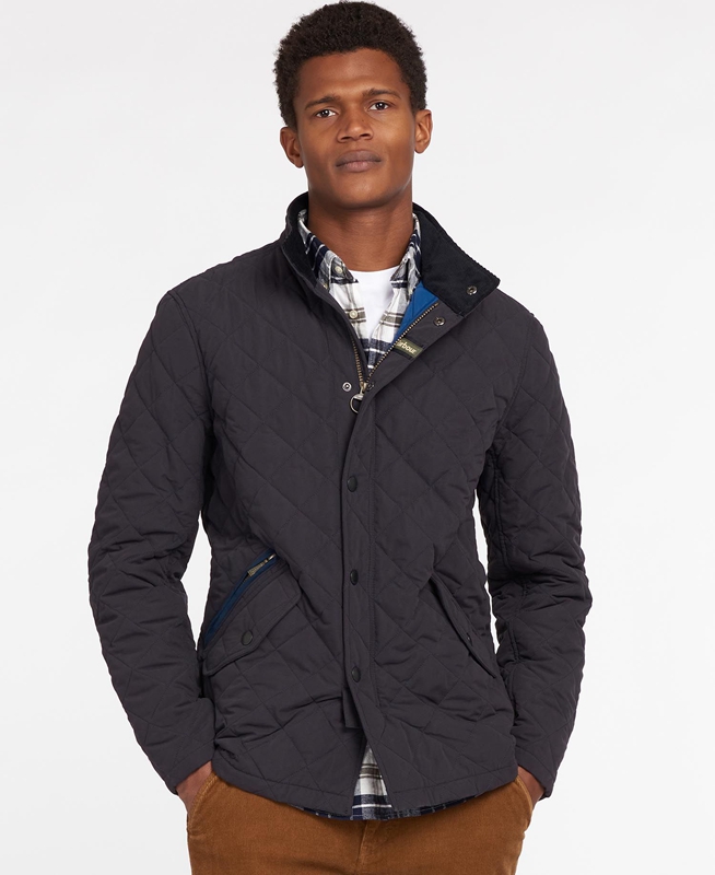 Barbour Shoveler Men's Quilted Jackets Navy | VAWM-13897