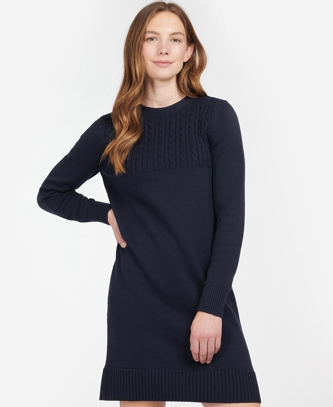 Barbour Stitch Guernsey Women's Dress Navy | OTPU-61359