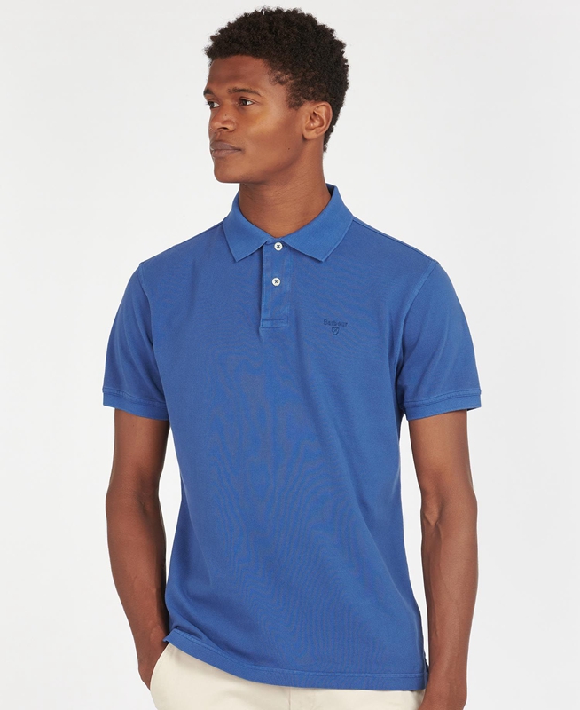 Barbour Washed Sports Men's Polo shirts Blue | MPZE-86479