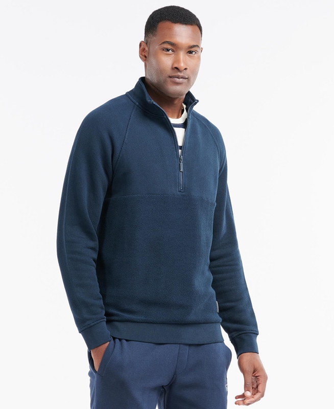 Barbour Wear Half Zip Men's Sweatshirts Navy | DPZV-71596