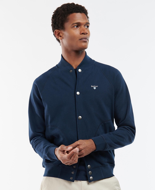 Barbour Whitewell Button Thru Men's Sweatshirts Blue | DSQL-25143