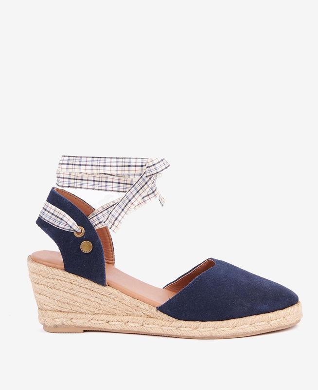 Barbour Whitney Wedge Women's Sandals Blue | XNQV-73406