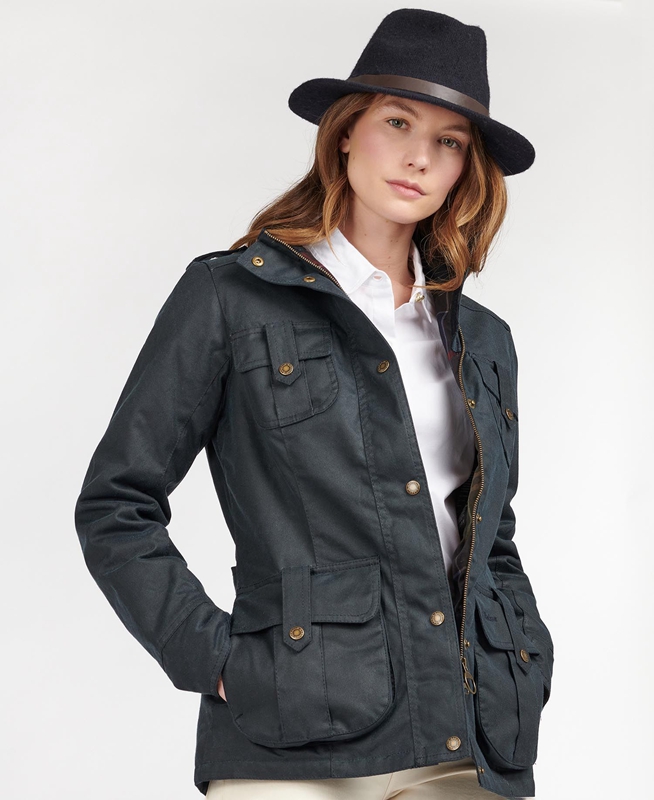 Barbour Winter Defence Women's Waxed Jackets Blue | JRKB-91375