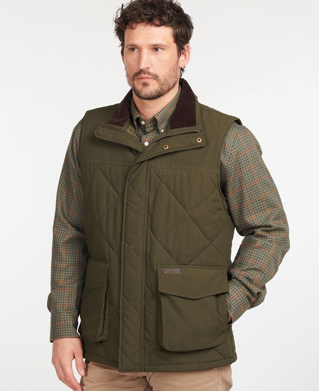 Barbour Winterdale Men's Vest Olive | MNEH-47658