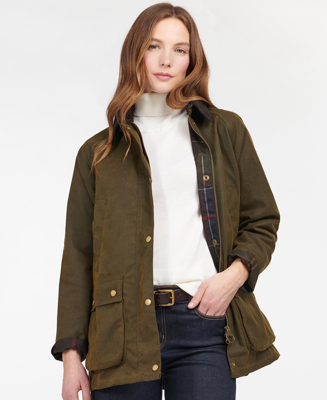 Barbour Acorn Waxed Cotton Women\'s Waxed Jackets Green | KPXW-75481