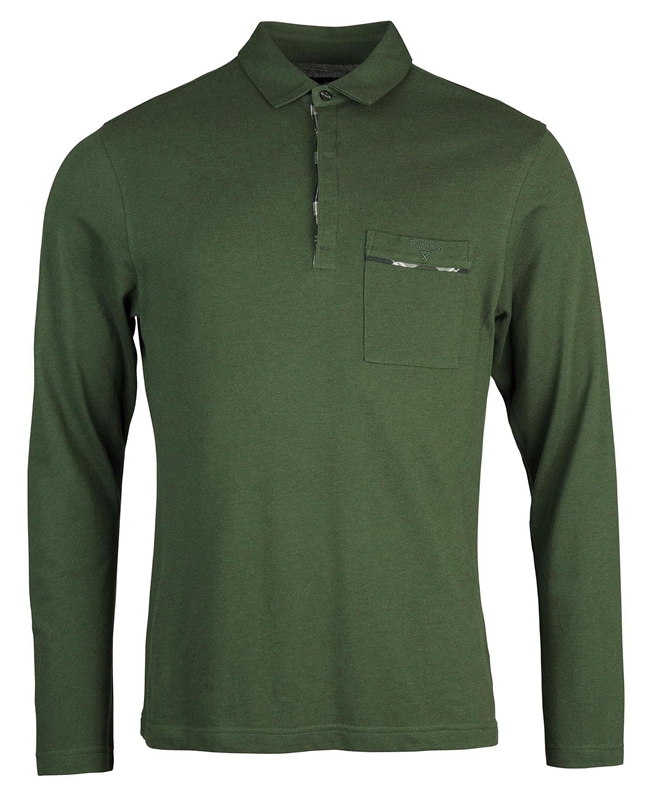 Barbour Adie Long Sleeve Men's Polo shirts Green | PJDF-45089