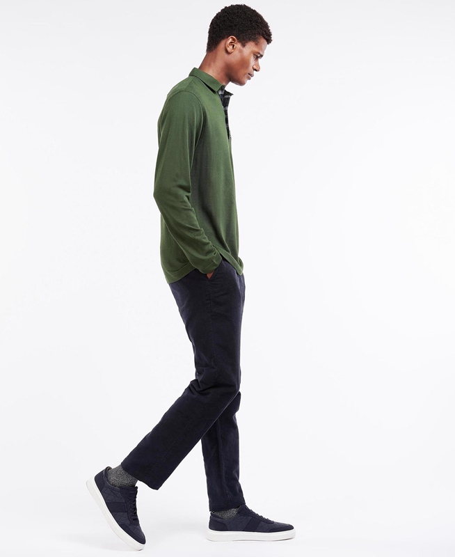 Barbour Adie Long Sleeve Men's Polo shirts Green | PJDF-45089