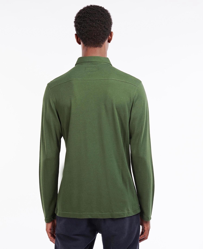 Barbour Adie Long Sleeve Men's Polo shirts Green | PJDF-45089