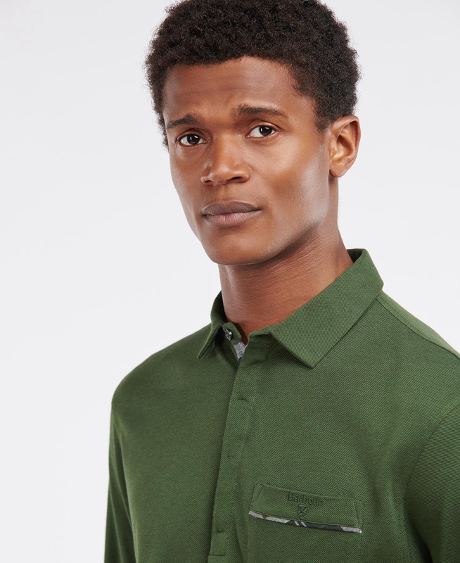 Barbour Adie Long Sleeve Men's Polo shirts Green | PJDF-45089