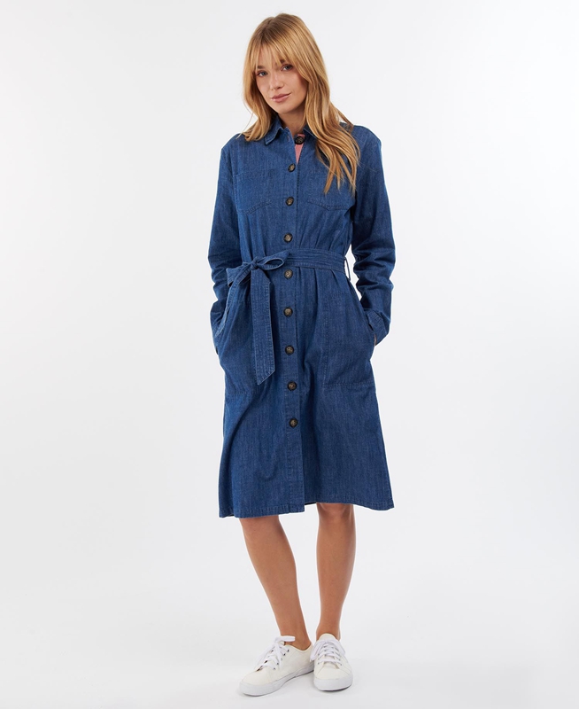 Barbour Barmouth Women's Dress Navy | UZAS-78324