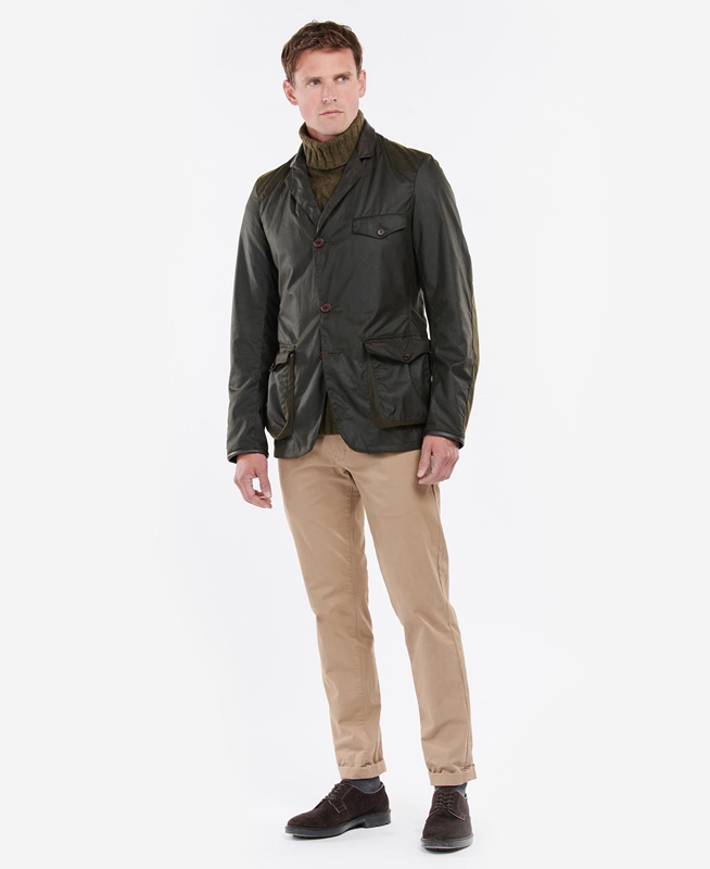 Barbour Beacon Sports Men's Waxed Jackets Olive | AQWN-71302