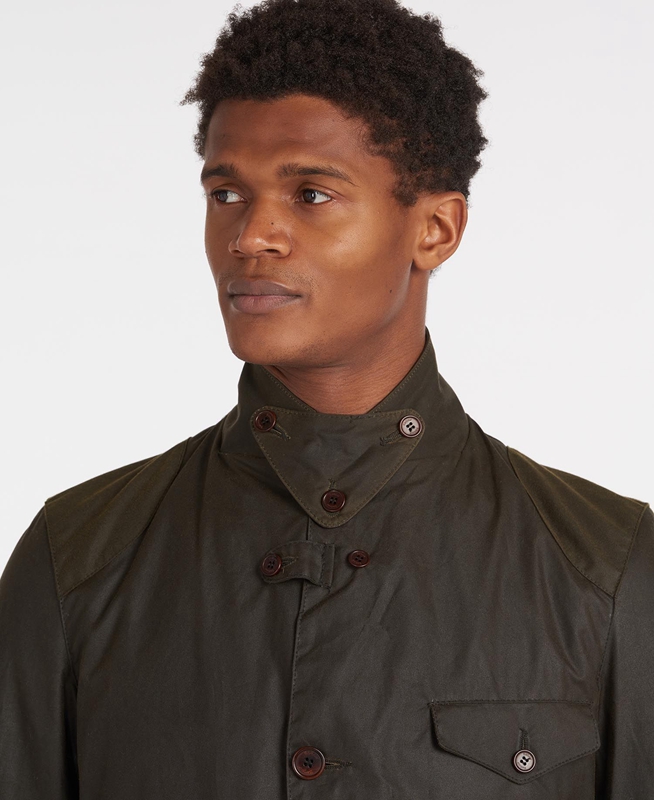 Barbour Beacon Sports Men's Waxed Jackets Olive | AQWN-71302