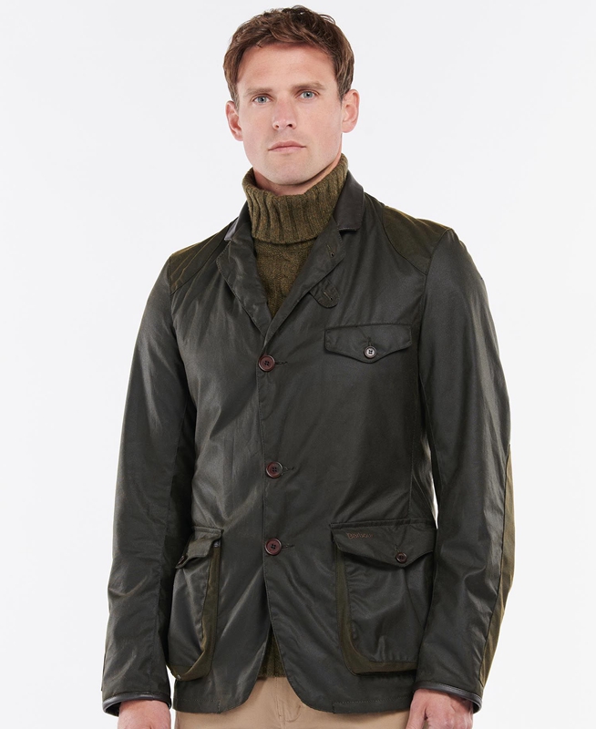 Barbour Beacon Sports Men\'s Waxed Jackets Olive | AQWN-71302