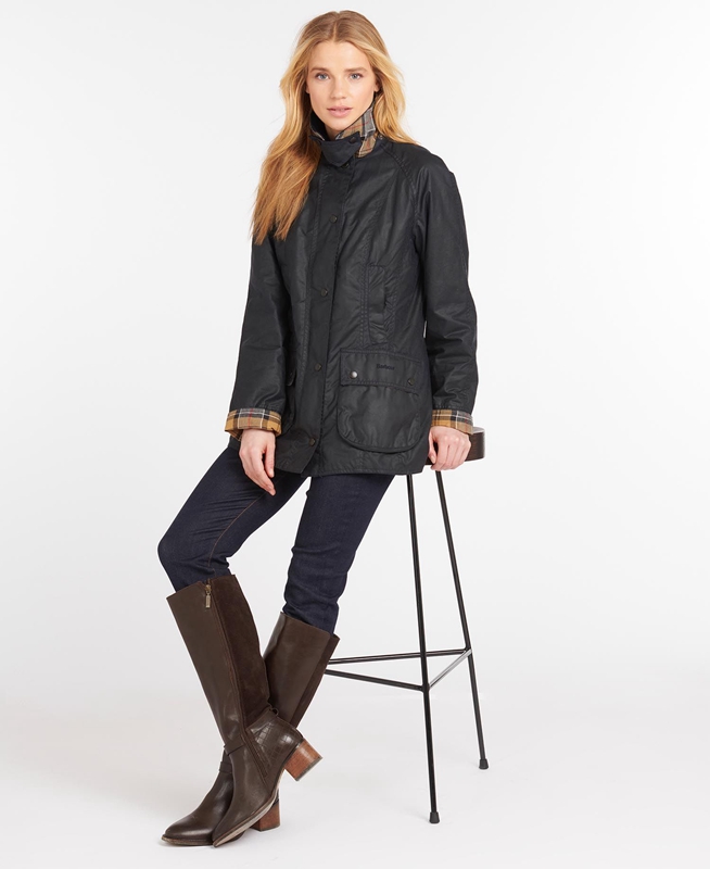 Barbour Beadnell® Women's Waxed Jackets Navy | MOAP-84620