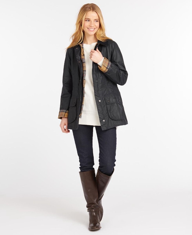 Barbour Beadnell® Women's Waxed Jackets Navy | MOAP-84620