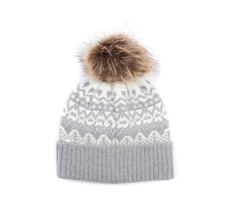 Barbour Beanie Alpine Fair Isle Pom Women's Hats Grey | TDGZ-20471