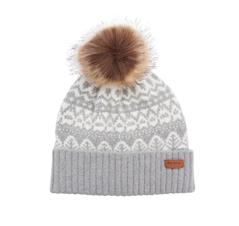 Barbour Beanie Alpine Fair Isle Pom Women\'s Hats Grey | TDGZ-20471