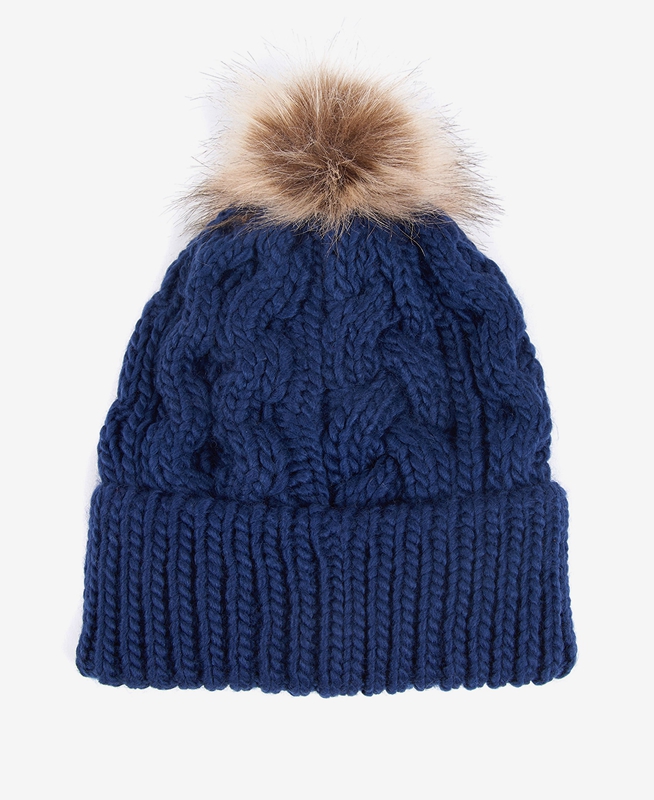 Barbour Beanie Penshaw Cable Women's Hats Blue | EQVC-34752