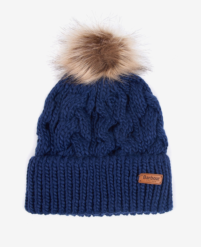 Barbour Beanie Penshaw Cable Women\'s Hats Blue | EQVC-34752