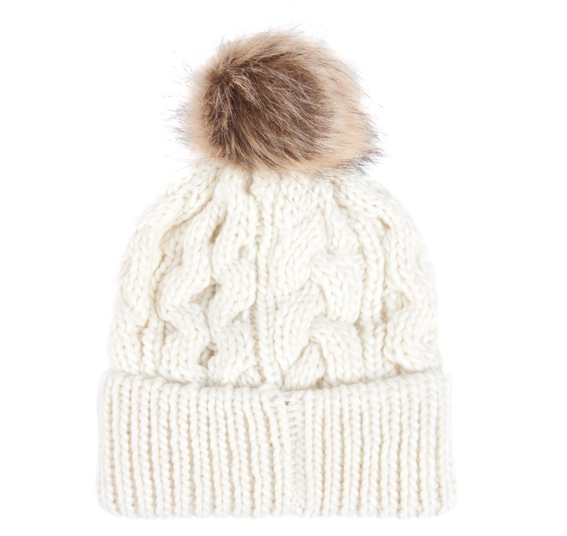 Barbour Beanie Penshaw Cable Women's Hats White | LRDA-61250