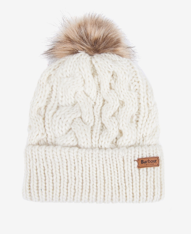 Barbour Beanie Penshaw Cable Women\'s Hats White | LRDA-61250