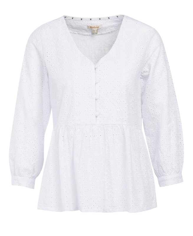 Barbour Bindweed Top Women's Shirts White | OMWE-65019