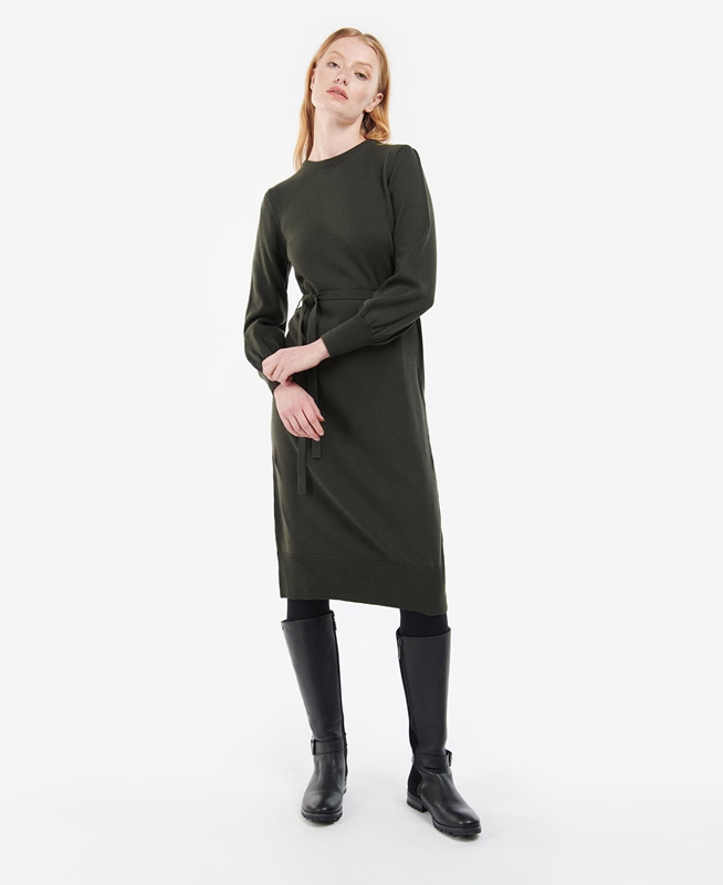 Barbour Birch Women's Dress Olive | KFBL-47312