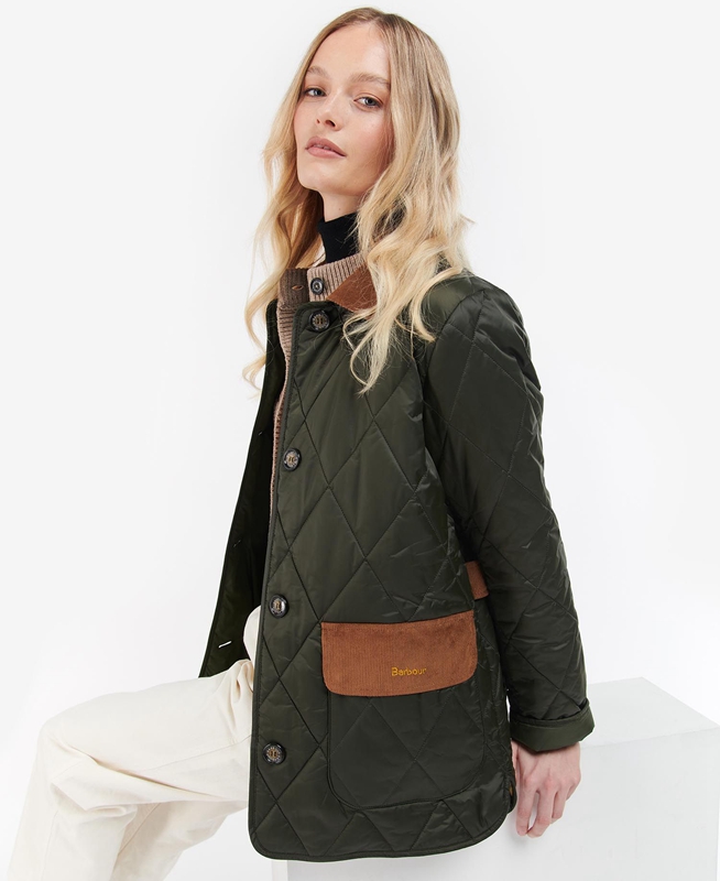 Barbour Bragar Women's Quilted Jackets Olive | CDNF-64723