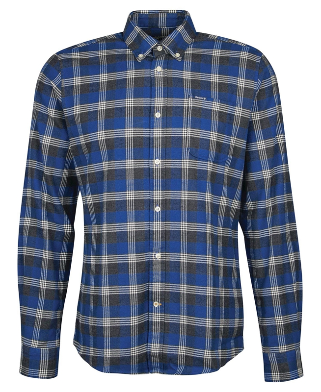 Barbour Brockwell Tailored Fit Men's Shirts Blue | YGWV-58769