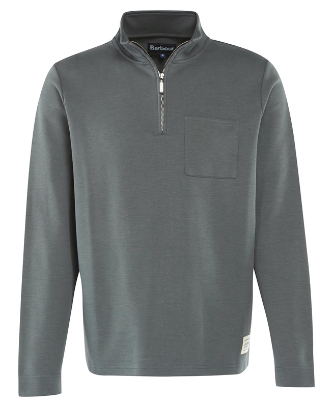 Barbour Broughton Half Zip Men's Sweatshirts Grey | GMWC-82567